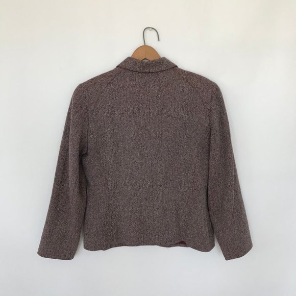 Anne Klein 2 Maroon/Gray Herringbone Blazer - Picture 4 of 4